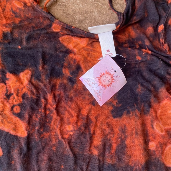 Reverse dye size XS extra small black womans bleach hippie flowy dress boho - Picture 5 of 5